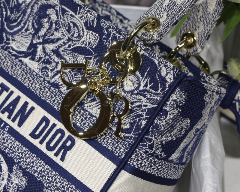 Christian Dior Medium Lady D-Lite Bag Blue, For Women, Women’s Handbags 24cm/9.5in CD M0565ORGO_M928