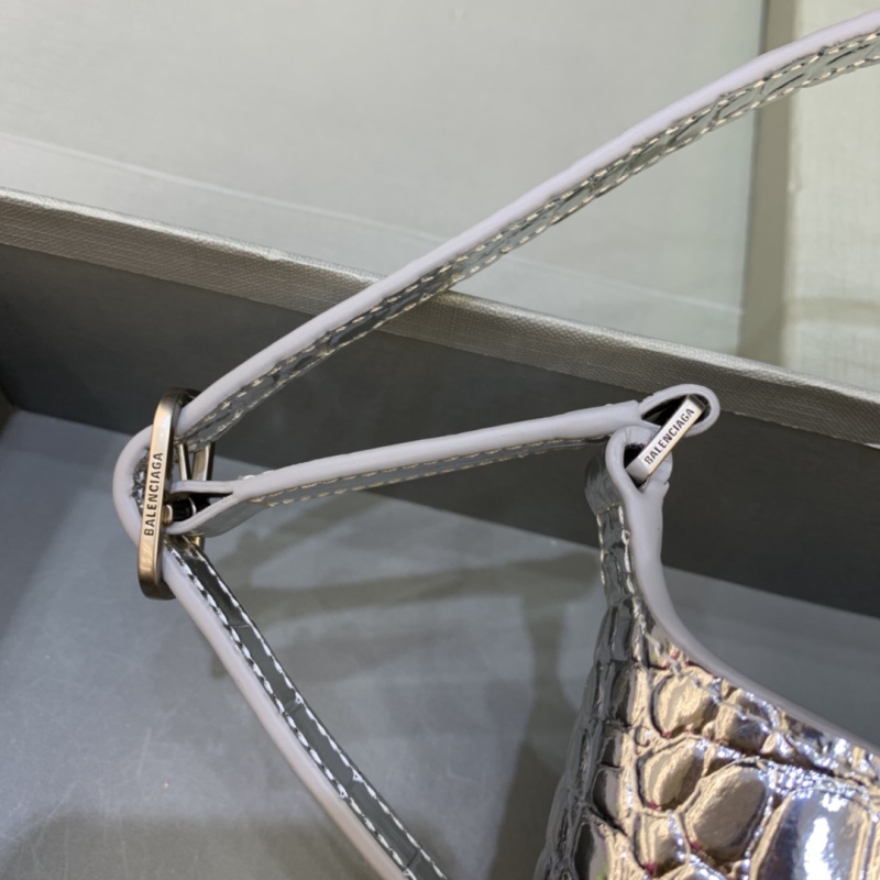 Balenciaga Small Hobo Bag Metalic Sliver Tone For Women 9in/23 cm