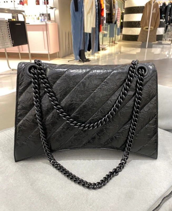 Balenciaga Crush Large Chain Bag Black For Women‎ 15.7in/39.8cm