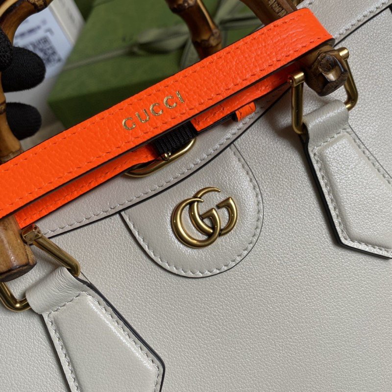 Gucci Diana Small Tote Bag White For Women 11in/27cm GG 702721 U3ZDT 9196