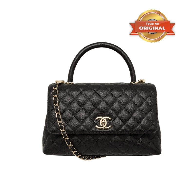 [True-to-ORIGINAL] Chanel Large Flap Bag With Top Handle Black For Women 29cm/11.3in A92991 B05061 94305