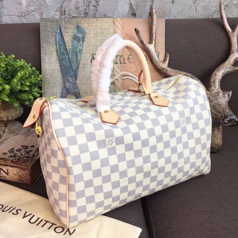 Louis Vuitton Speedy 35 Damier Azur Canvas For Women, Women’s Handbags 13.8in/35cm LV N41369