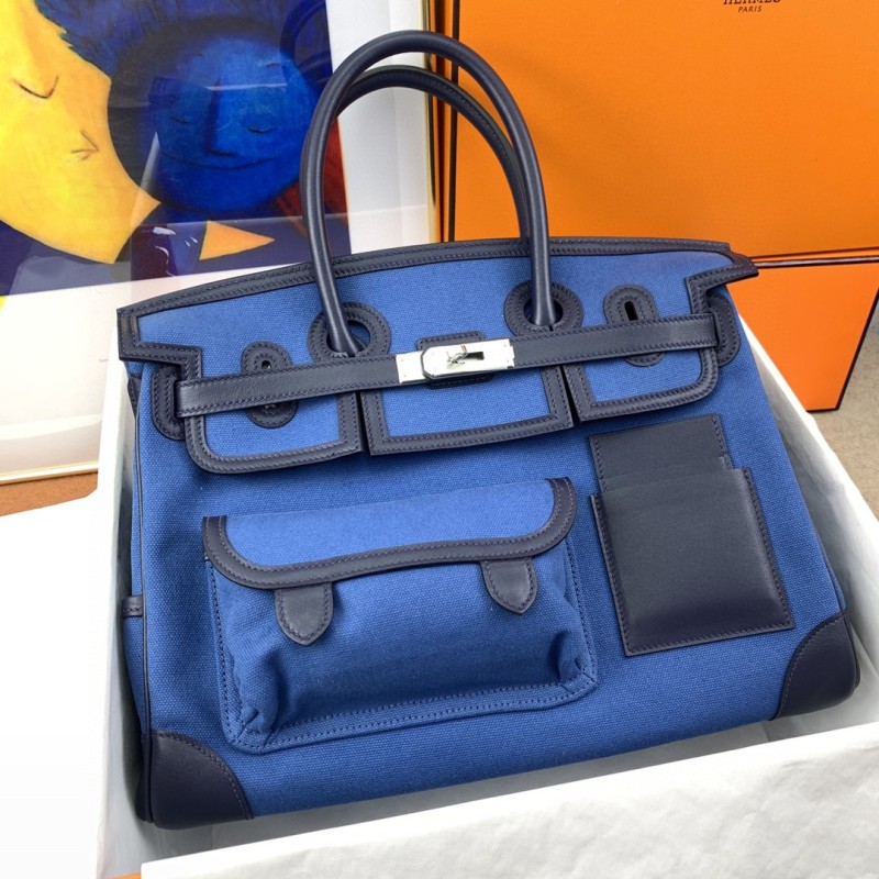 Hermes Birkin Cargo 35 Blue, Silver Toned Hardware Bag For Women, Women’s Handbags, Shoulder Bags 13.8in/35cm