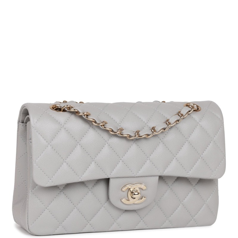 [True-to-ORIGINAL] Chanel Small Classic Double Flap Grey For Women 9in/23cm