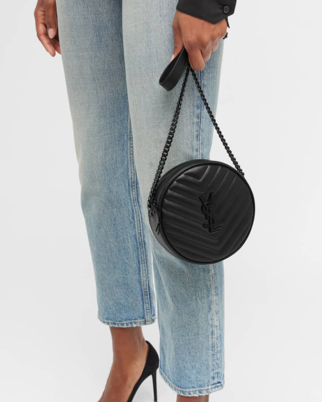Saint Laurent Vinyle Round Camera Crossbody Bag Black For Women NMS21_V4HJ4
