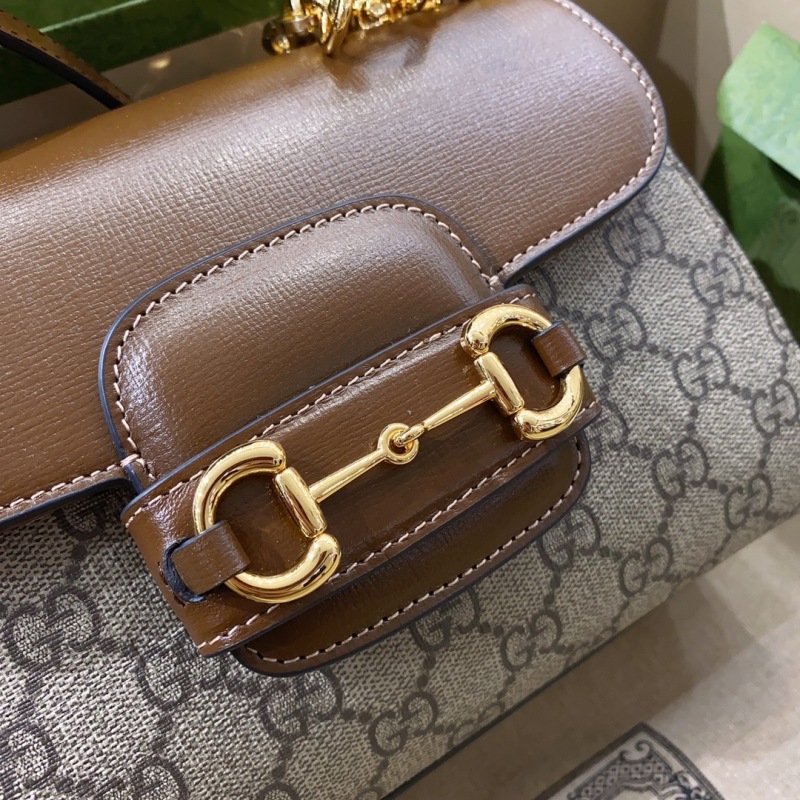 Gucci Horsebit 1955 Mini Bag Brown For Women, Women’s Bags 8.7in/22cm GG ‎703848 9AAAJ 8563