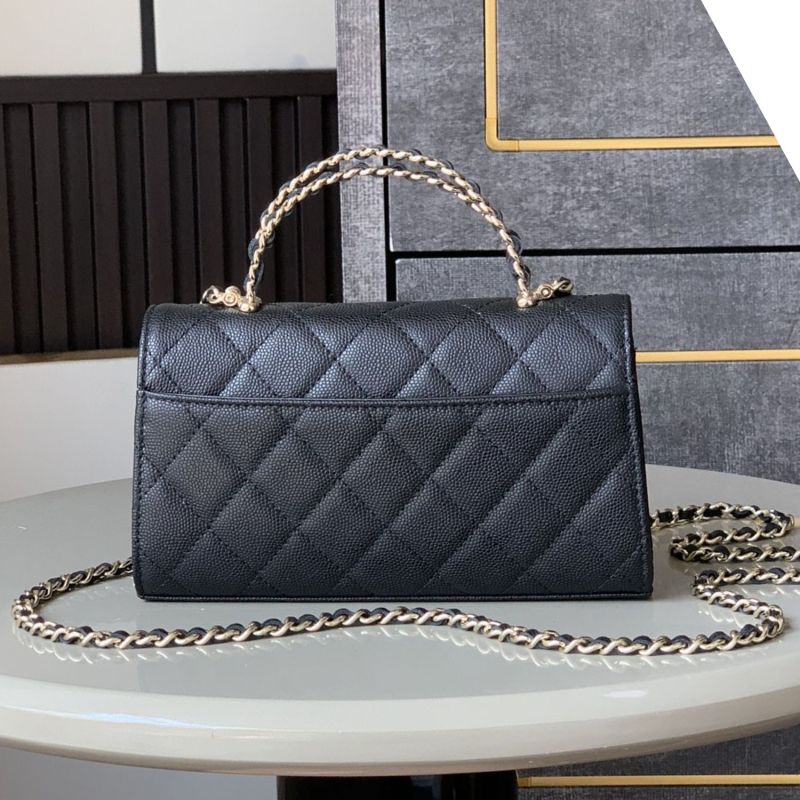 [True-to-ORIGINAL] Chanel Flap Phone Holder With Chain Black For Women 18cm/7.1in
