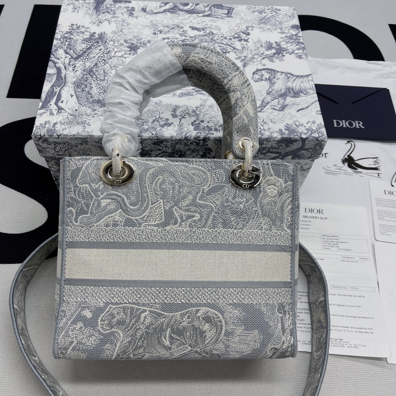 Christian Dior Medium Lady D-Lite Bag Grey, For Women, Women’s Handbags 24cm/9.5in CD