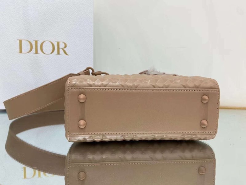 Christian Dior Medium Lady Bag Cannage with Beaded Motif, Brown, For Women Women’s Handbags, Crossbody Bags, 20cm CD