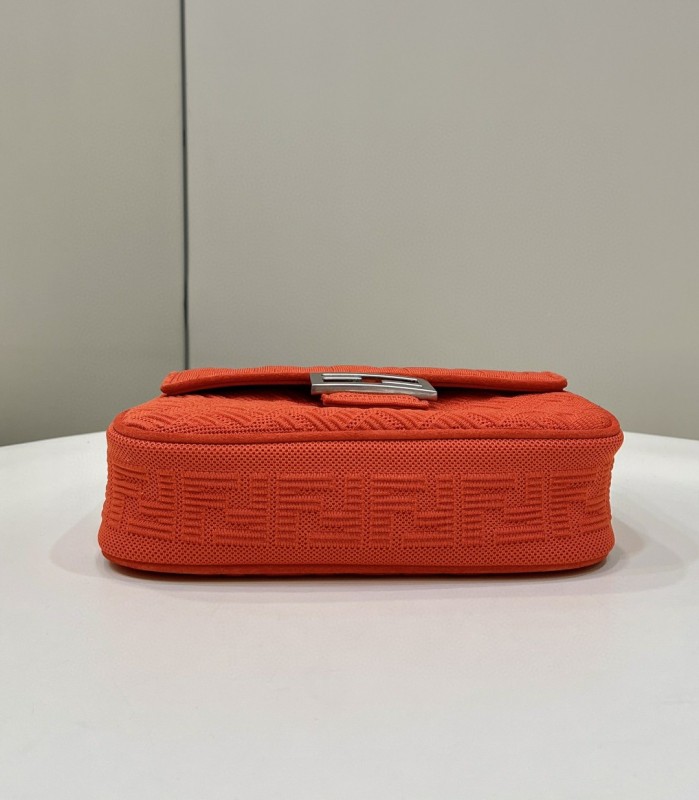 Fendi Baguette Chain Midi Red FF Fabric Bag For Woman 14.5cm/6in 8BR793AHW5F1F2I
