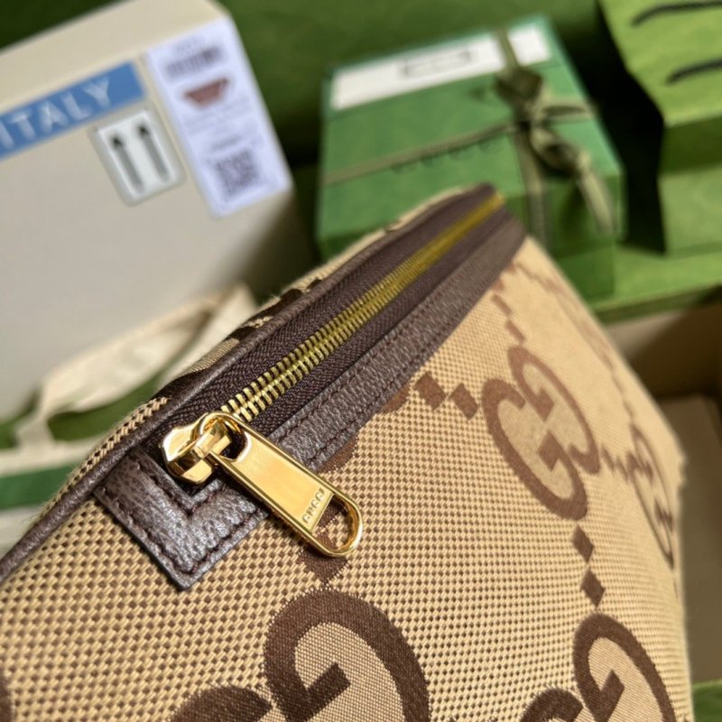 Gucci Jumbo GG Belt Bag Camel And Ebony Jumbo GG Canvas For Women  15.3in/39cm GG 696031 UKMDG 2570