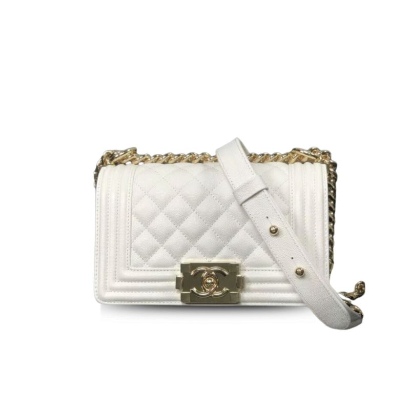 Chanel Boy Flapbag White For Women 7.9in/20cm