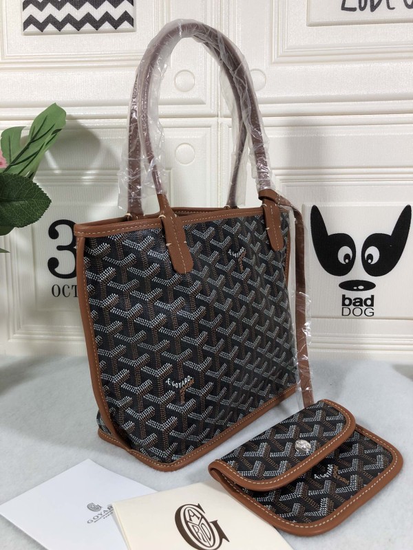 Goyard Anjou PM Bag Black/Yellow/Brown For Women‎ 7.9in/20cm
