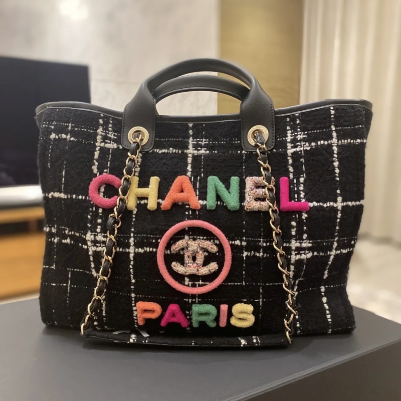 Chanel Large Shopping Bag Black And Multicolor For Women 19.5 in / 50 cm A66941 B09275 NK815