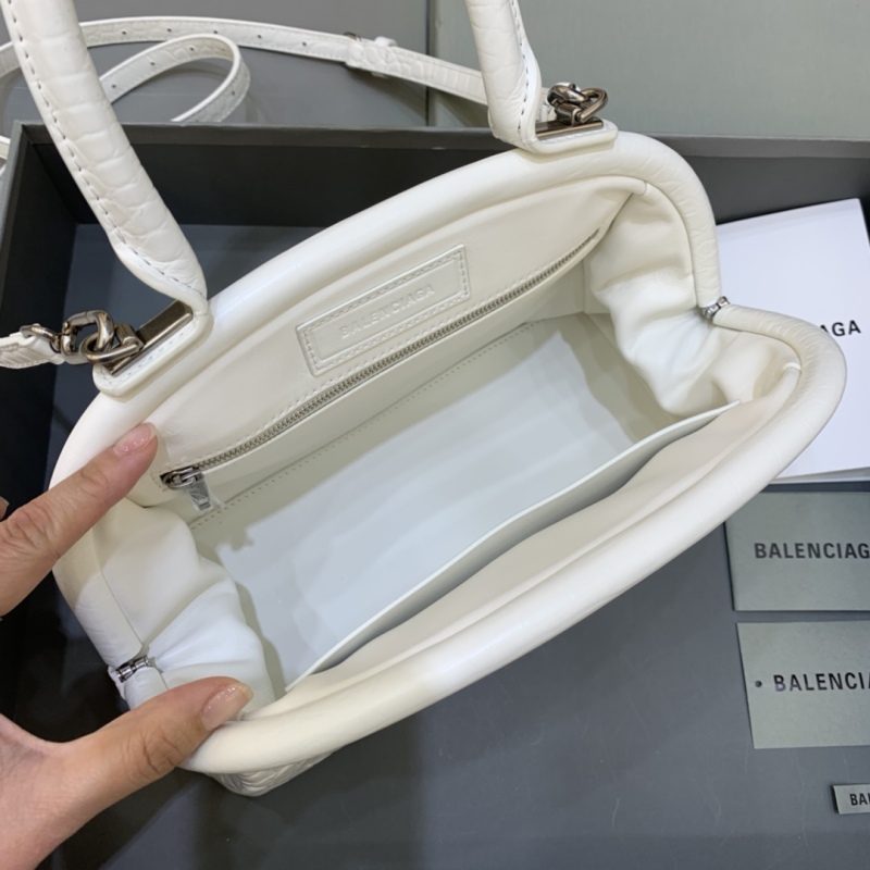 Balenciaga Editor Small Top Handle Bag Embossed White For Women 10.6 in/27 cm