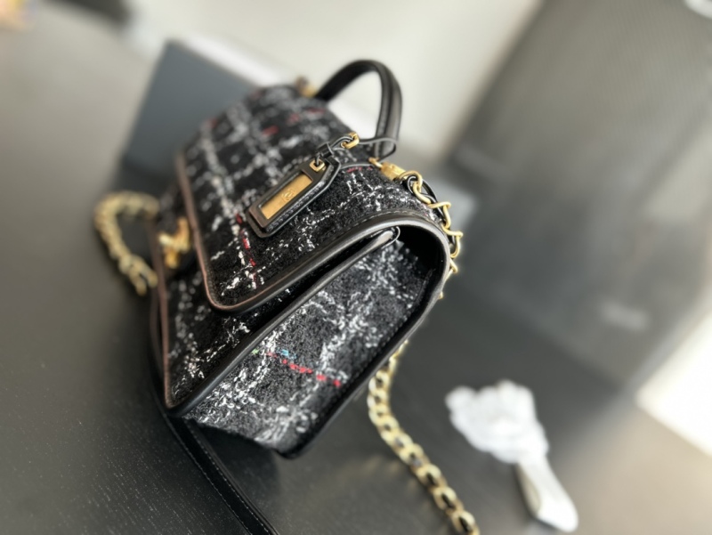 Chanel Small Flap Bag With Top Handle Black For Women 9.8in/25cm AS3653
