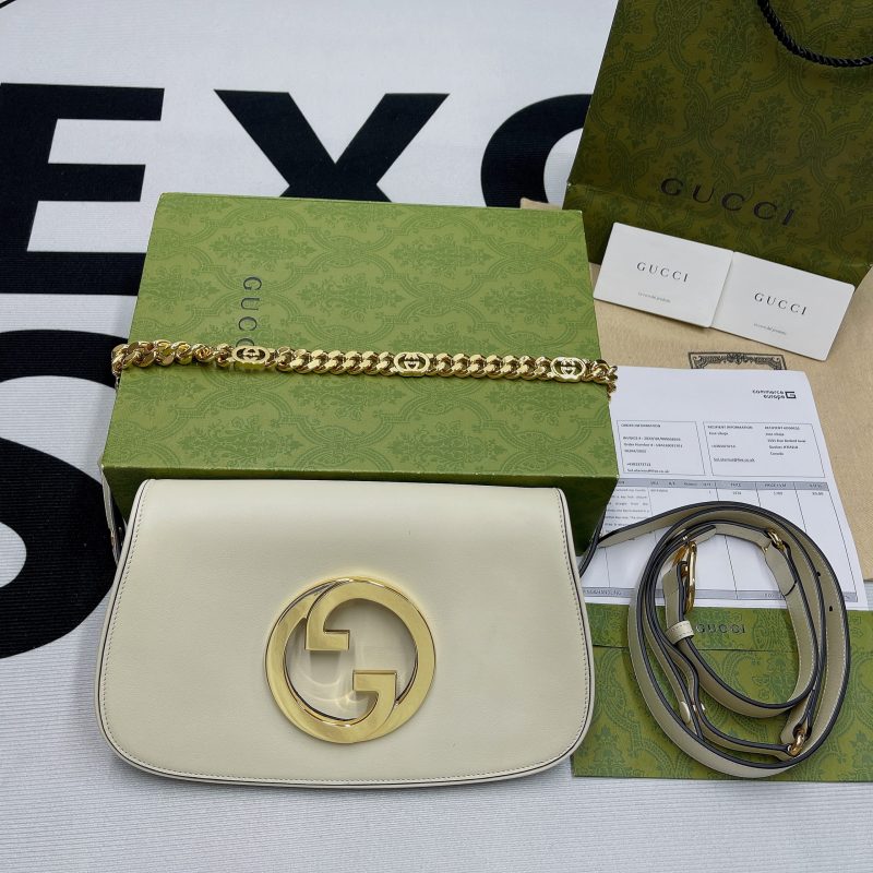 Gucci Blondie Shoulder Bag White For Women, Women’s Bags 11in/28cm GG 699268 UXX0G 9022
