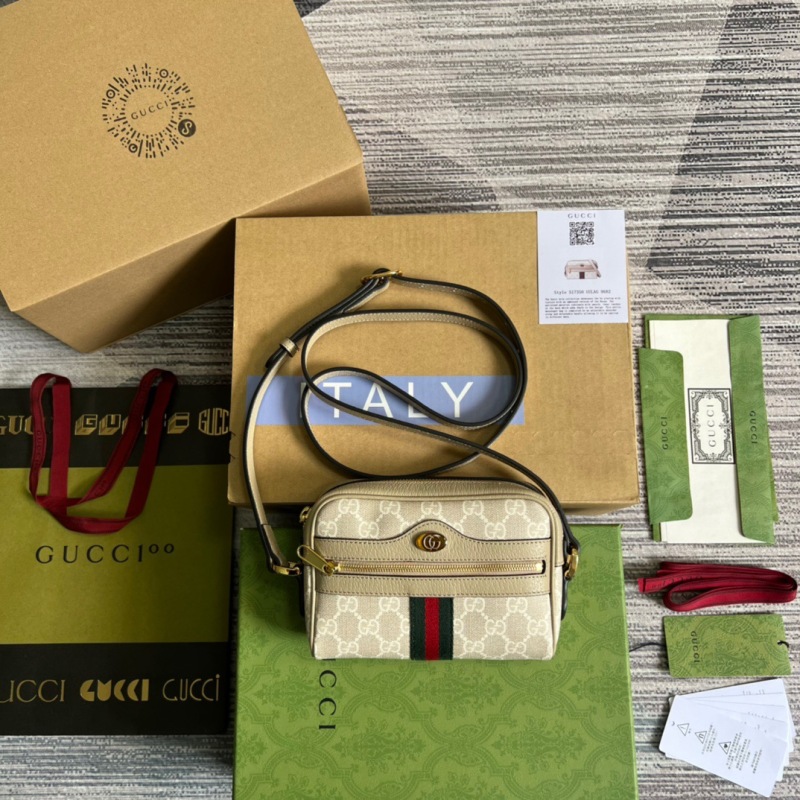 Gucci Ophidia Mini GG Bag Beige And Ebony GG Supreme Canvas, With Beige For Women  7in/17.5cm GG