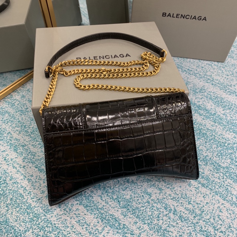 Balenciaga XS Hourglass Shoulder Bag Black For Women‎ 7.5in/19cm