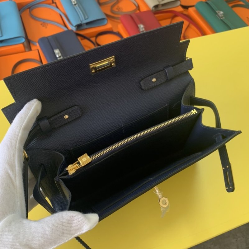 Hermes Kelly Wallet To Go Woc Epsom Blue For Women, Women’s Wallet 8.3in/21cm