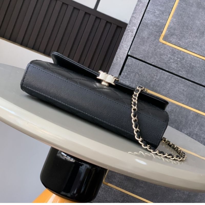 [True-to-ORIGINAL] Chanel Flap Phone Holder With Chain Black For Women 18cm/7.1in