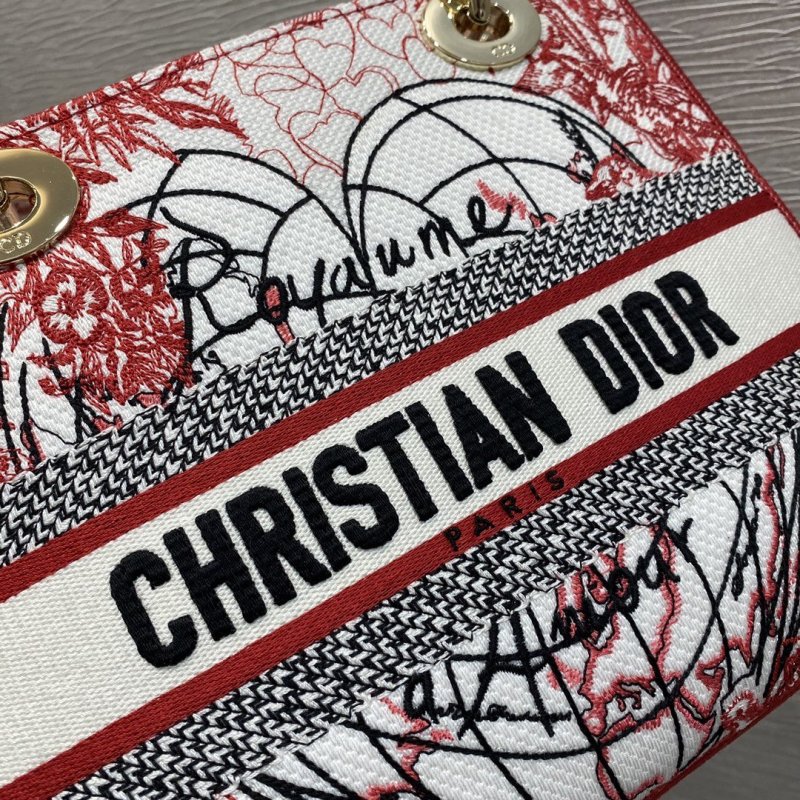 Christian Dior Medium Lady D-Lite Bag, Red, For Women Women’s Handbags, Crossbody Bags, 24cm CD
