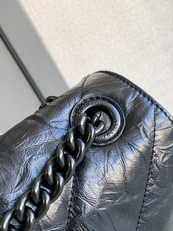 Balenciaga Crush Medium Chain Bag Quilted In Black For Women 12.2in/31cm 716393210IY1000
