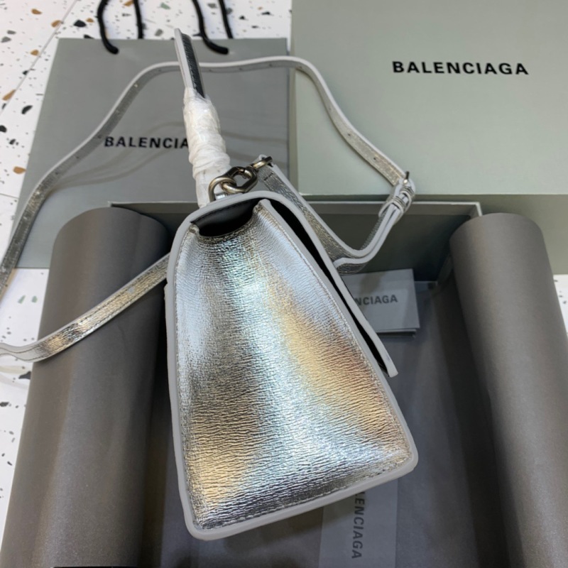Balenciaga Hourglass Small Handbag In Sliver, For Women, Women’s Bags 9in/23cm