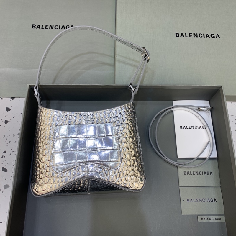 Balenciaga Small Hobo Bag Metalic Sliver Tone For Women 9in/23 cm