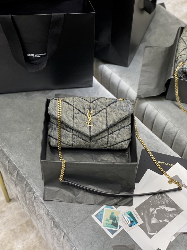 Saint Laurent Puffer Toy Bag Grey For Women‎ 9in/23cm