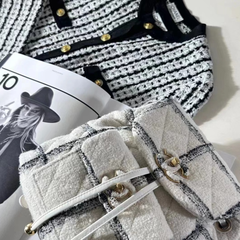Chanel Backback White For Women 9.4in/24cm