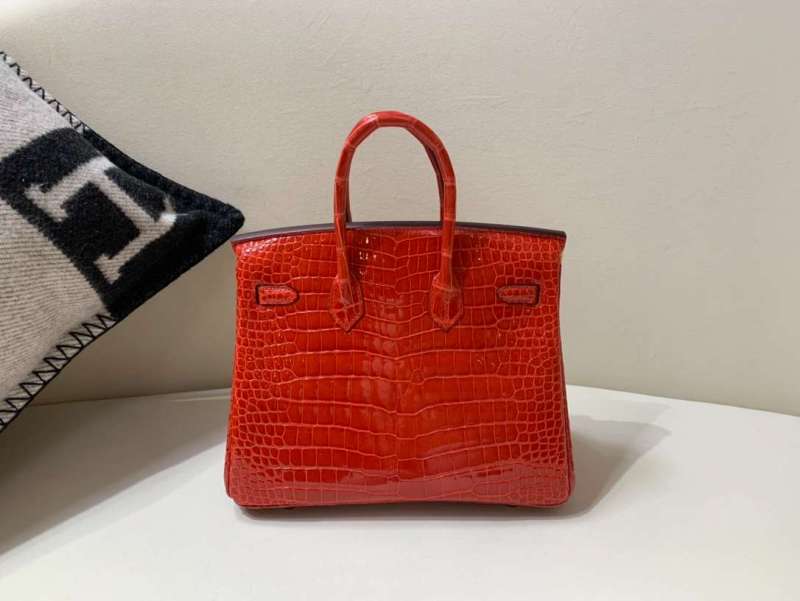 Hermes Braise Crocodile Birkin 30 Handbag Red For Women 30cm / 11.8in
