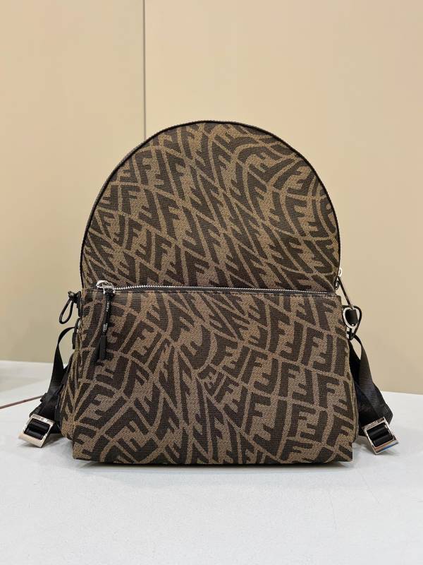 Fendi Backpack In Brown FF Vertigo Fabric Bag For Woman 30cm/12in