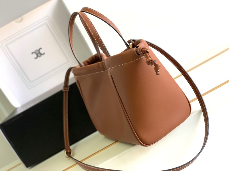 Celine Small Cabas Drawstring Cuir Triomphe Brown For Women 22.5cm / 9in 111013DU3.04LU