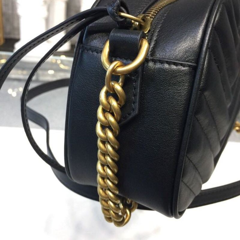 Gucci GG Marmont Small Matelassé Shoulder Bag Black Matelassé Chevron For Women 9.5in/24cm GG 447632 DTD1T 1000