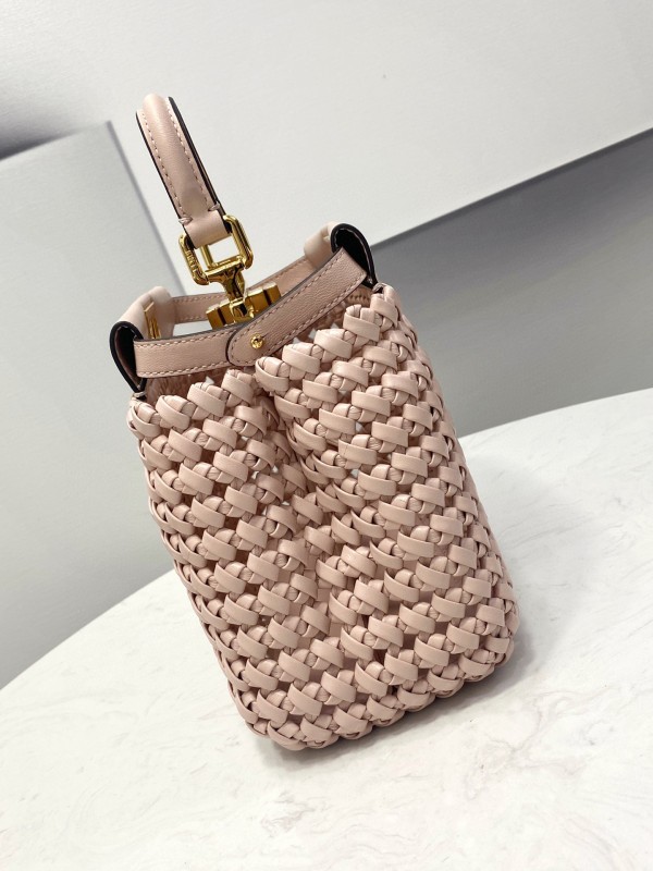 Fendi Peekaboo Mini Pale Pink Braided Bag For Woman 18cm/7in