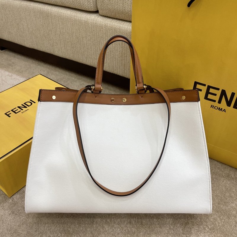 Fendi Peekaboo X-tote Bag White Canvas For Women, Women’s Handbags, Shoulder Bags 16.1in/41cm FF 8BH374
