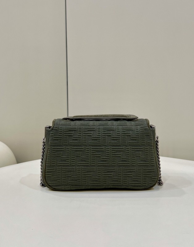 Fendi Baguette Chain Midi Green FF Fabric Bag For Woman 14.5cm/6in 8BR793AHW5F1F2L