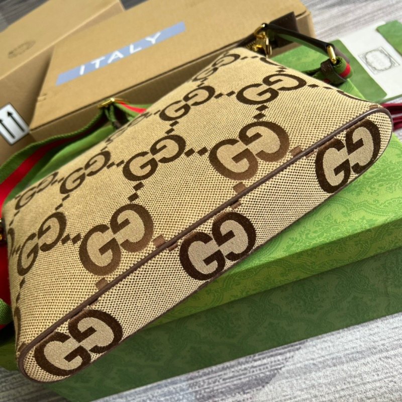 Gucci Jumbo GG Messenger Bag Camel And Ebony Jumbo GG Canvas For Women  9.6in/24.5cm GG 703468 92THF 1000