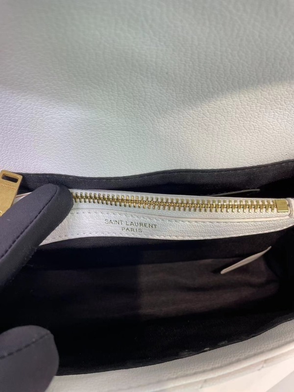 Saint Laurent College Medium Chain Bag White Gold Toned Hardware For Women 9.4in/24cm YSL 600279BRM079207