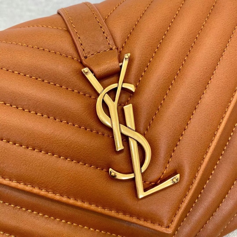 [True-to-ORIGINAL] Saint Laurent College Medium Chain Bag Brown For Women‎ 9.4in/24cm 6002791U8077715