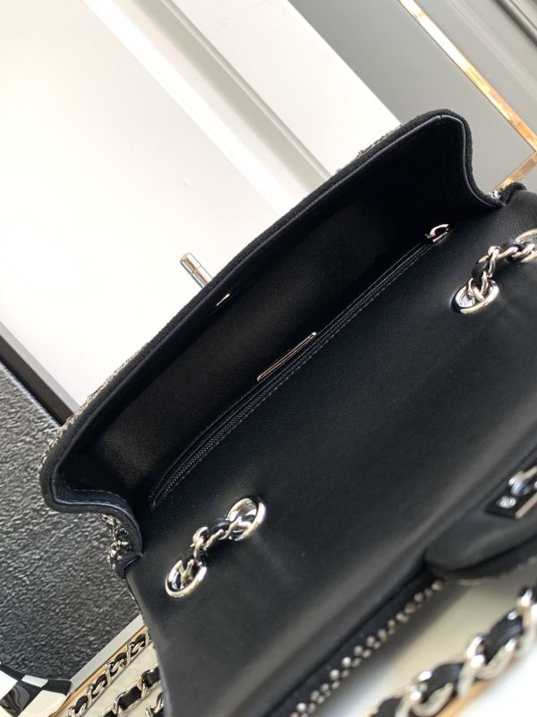 Chanel Paris Double Flap Handbag Black For Women 20cm / 7.9in