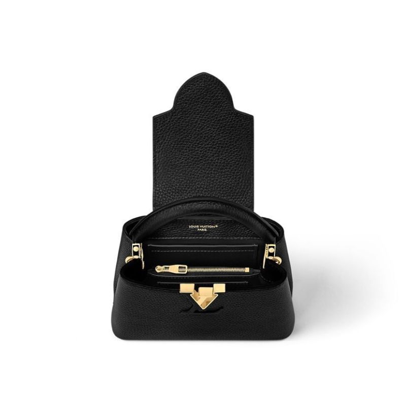Louis Vuitton Capucines Mini Taurillon Black For Women, Women’s Handbags, Shoulder And Crossbody Bags 21cm/8.3in LV