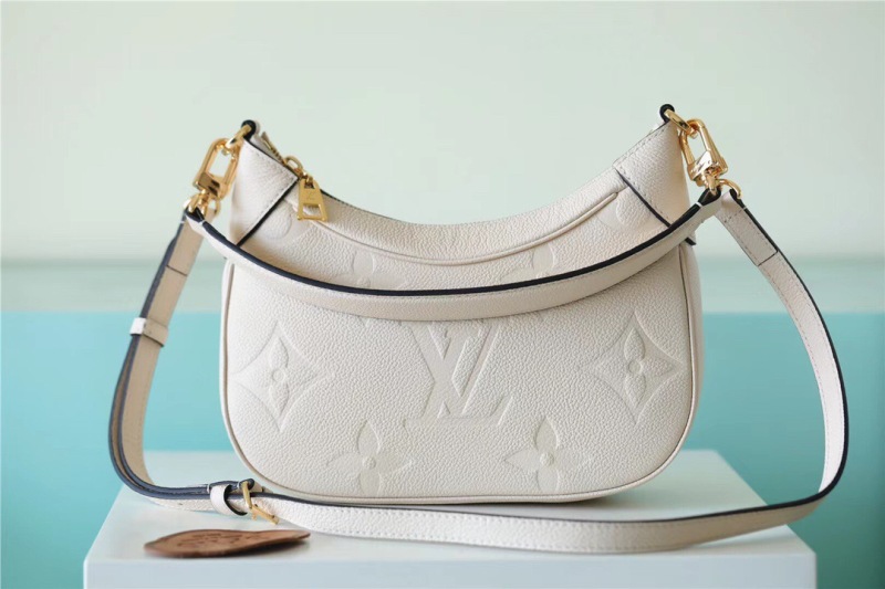 Louis Vuitton Bagatelle Monogram Empreinte Creme Beige For Women, Women’s Handbags, Shoulder And Crossbody Bags 22cm/8.7in LV M46099