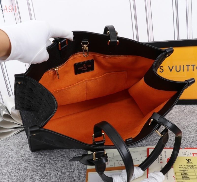 Louis Vuitton Onthego MM Monogram Empreinte Tote Bag Black For Women 35cm LV M45595