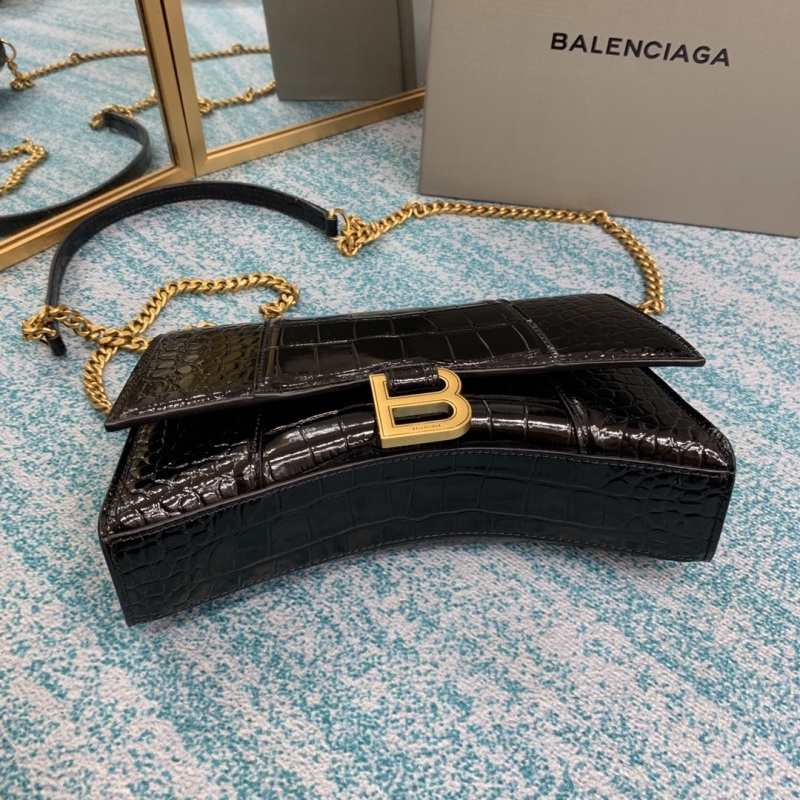 Balenciaga XS Hourglass Shoulder Bag Black For Women‎ 7.5in/19cm