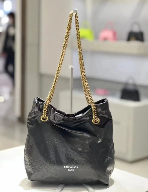 Balenciaga Crush Small Tote Bag Black For Women‎ 10.2in/25.9cm 742942210IT1000