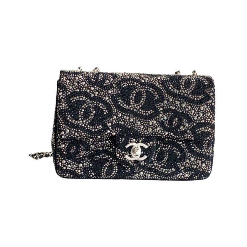 Chanel Paris Double Flap Handbag Black For Women 20cm / 7.9in