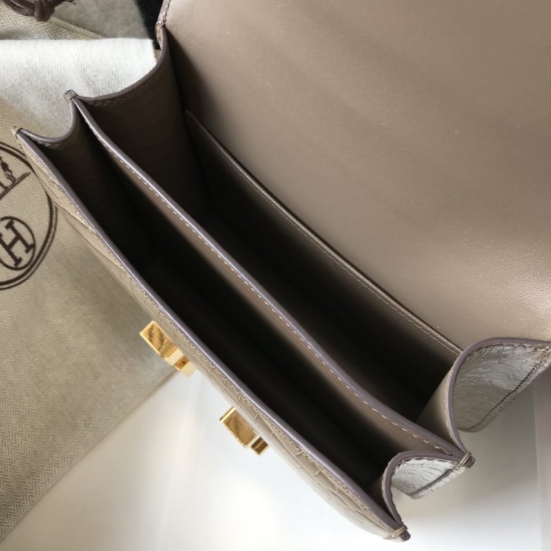Hermes Mini Constance Bag Grey For Women Gold Color Hardware 7.1in/18cm