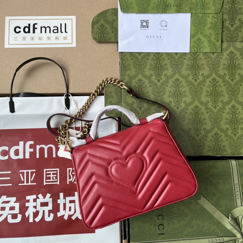Gucci GG Marmont Mini Top Handle Bag Red For Women, Women’s Bags 8.3in/21cm GG ‎